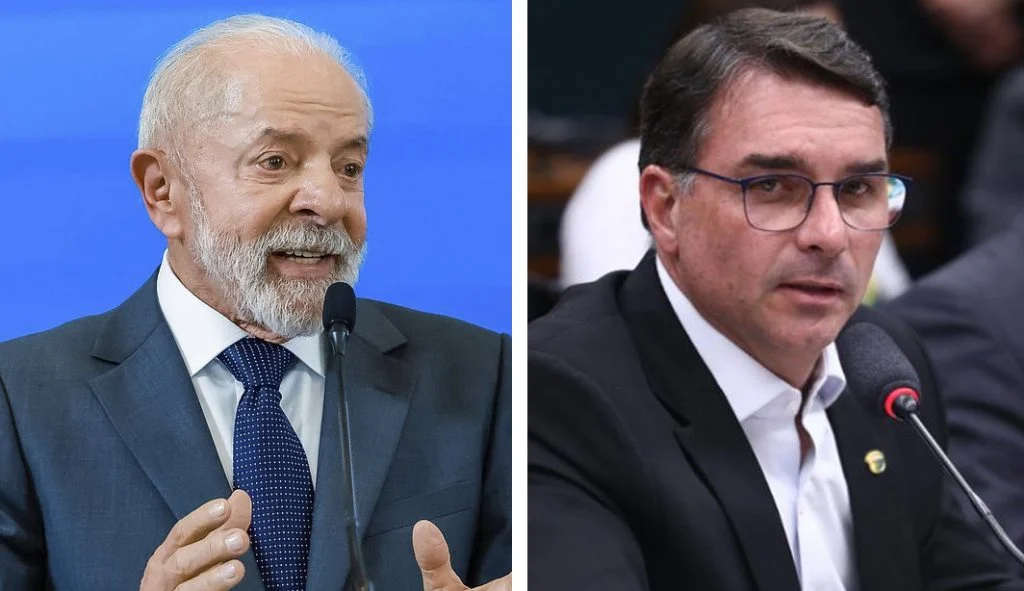 O presidente Lula e o senador Flávio Bolsonaro