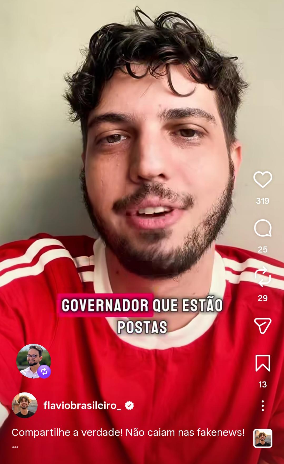 Vídeo com críticas a Lucas Ribeiro foi publicado no Instagram