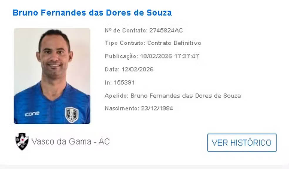 Goleiro Bruno Fernandes de Souza é regularizado no BID