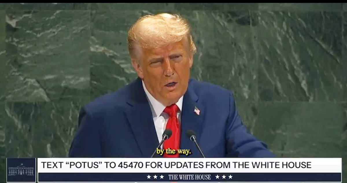 Presidente dos EUA, Donald Trump, durante discurso na ONU