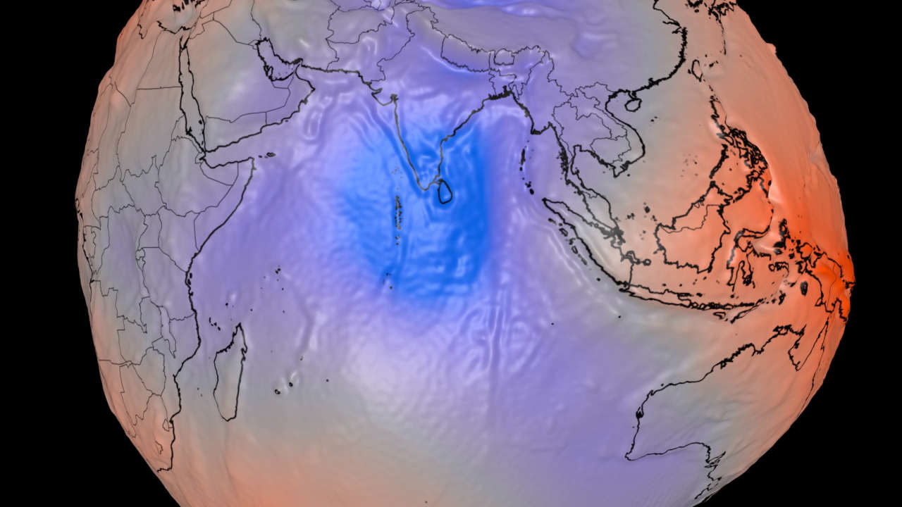 Mapa divulgado pela Nasa retrata um geoide