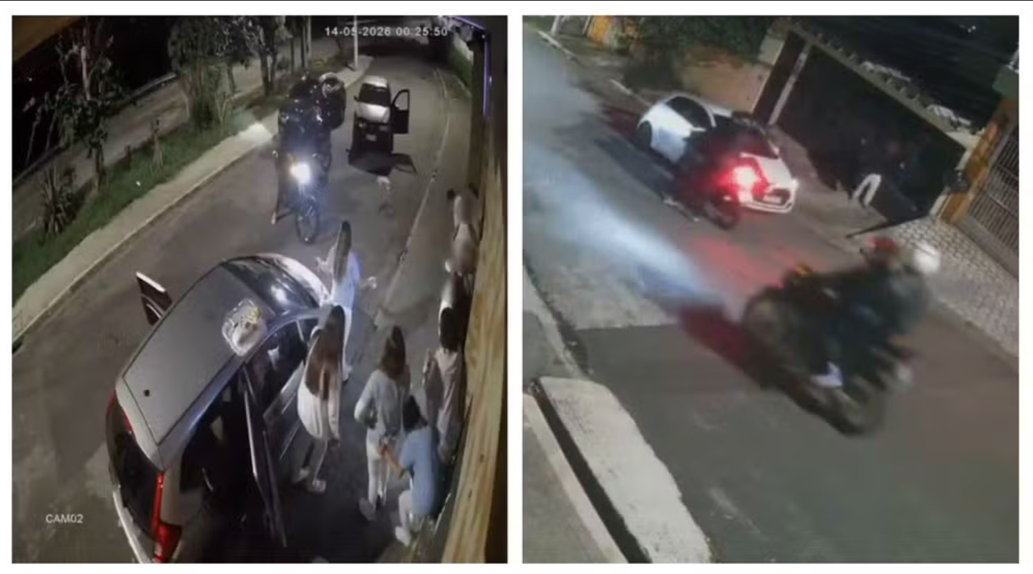 Imagens mostram os criminosos, usando capacetes e armas de fogo