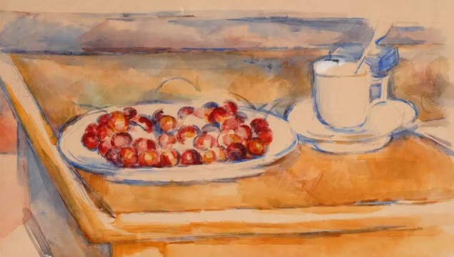 A obra 'Natureza Morta com Cerejas', de Cézanne