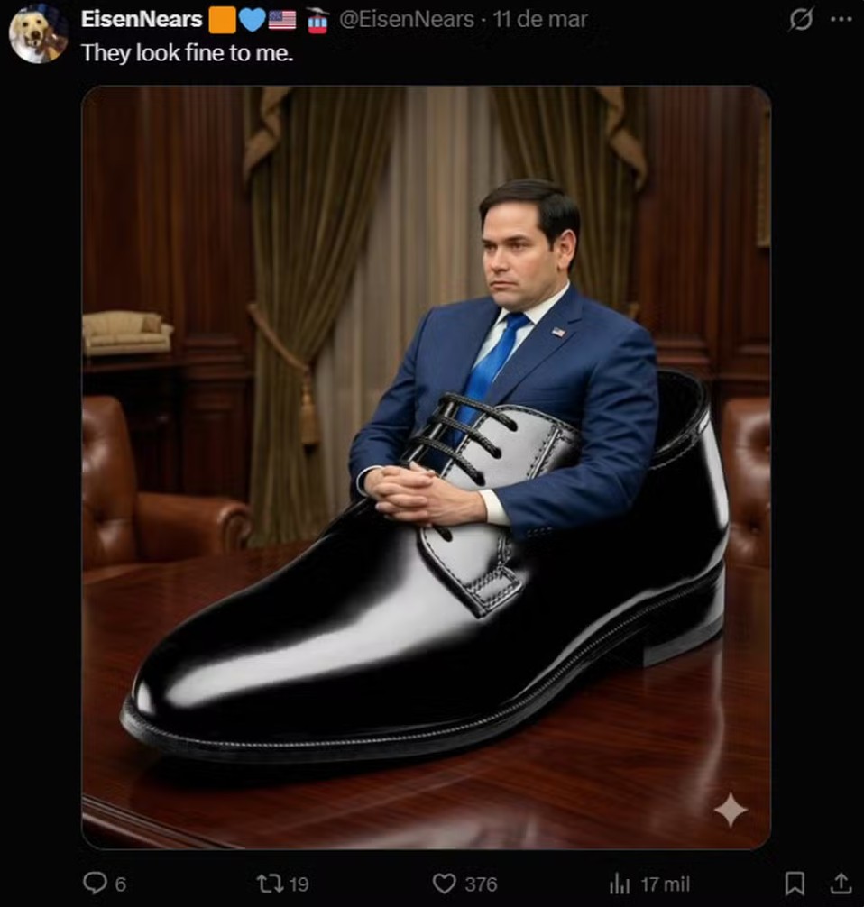 Marco Rubio é vítima de piadas por conta do sapato recebido de Trump