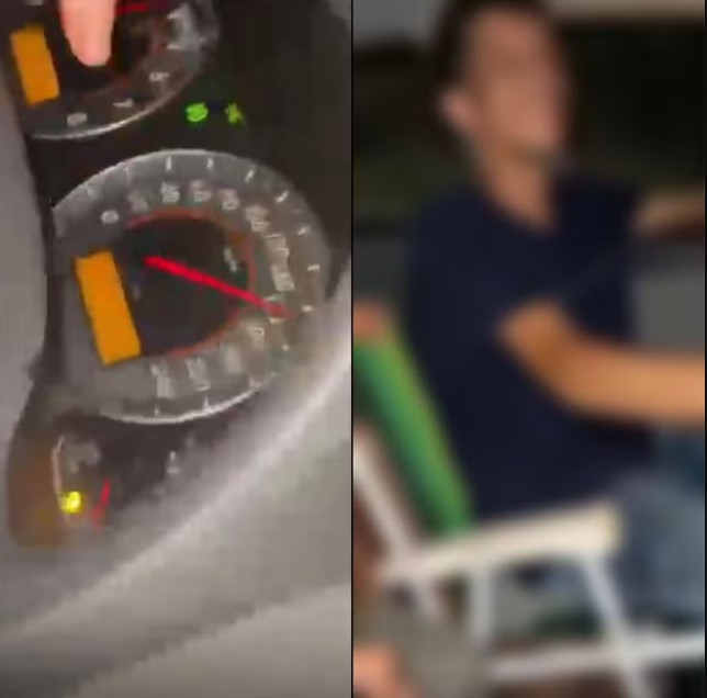 Carro trafegava em alta velocidade, sem os bancos originais e com o motorista sentado em uma cadeira de praia