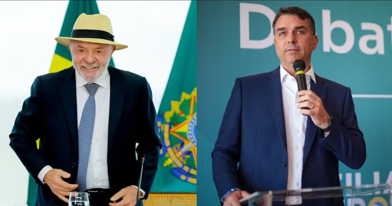 Presidente Lula e o senador Flávio Bolsonaro