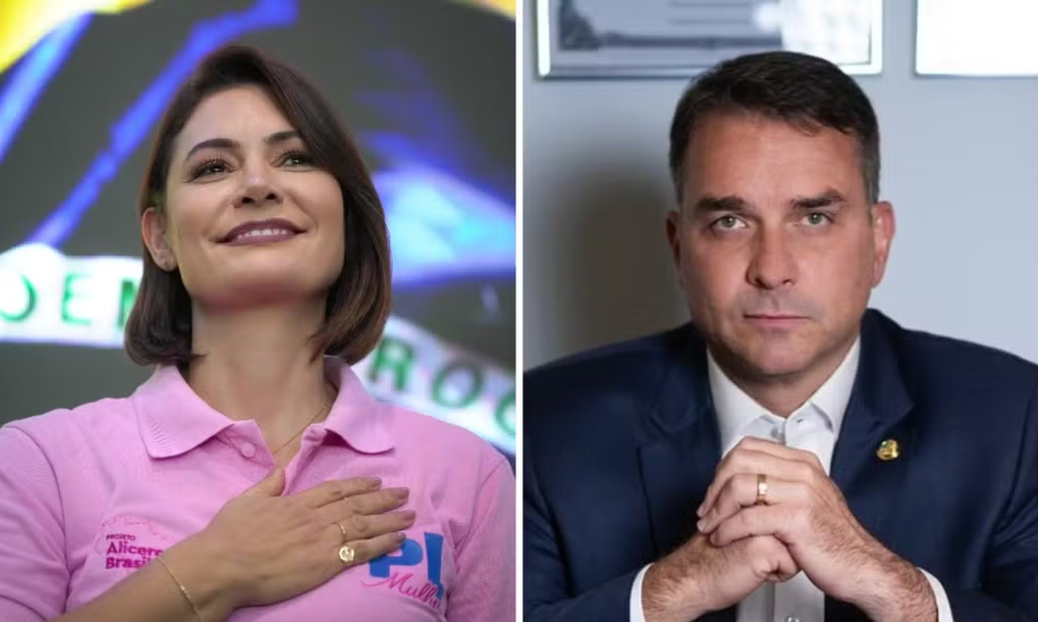 Michelle e Flávio, esposa e filho de Jair Bolsonaro