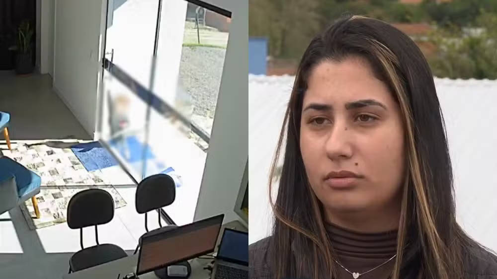 Bebê bateu na porta do trabalho da mãe 