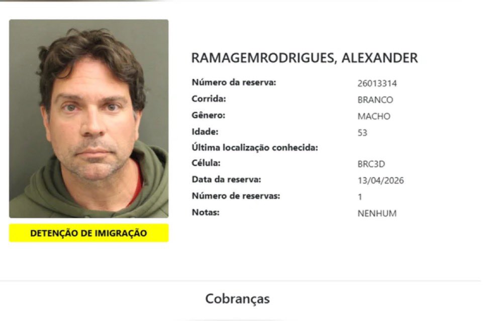 Identificação do ex-deputado Alexandre Ramagem pela polícia migratória dos EUA
