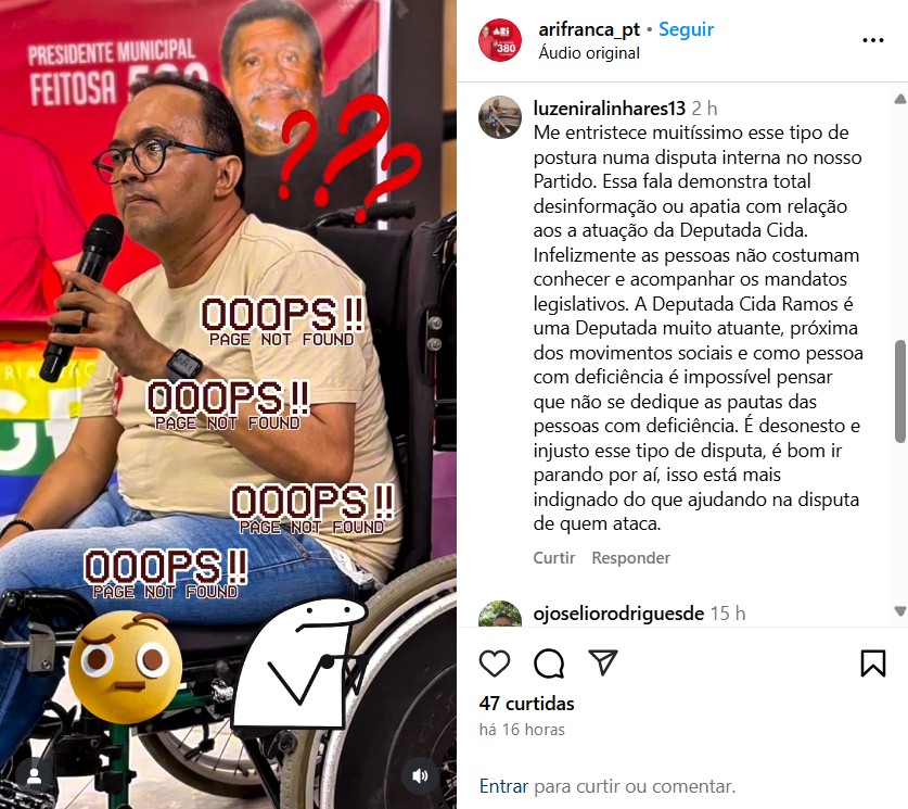 Canditato editou fala de militante petista para atacar parlamentares do partido